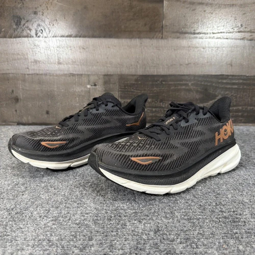 Hoka Clifton 9 Women's Running Shoes Size 8.5 Black/Rose Gold